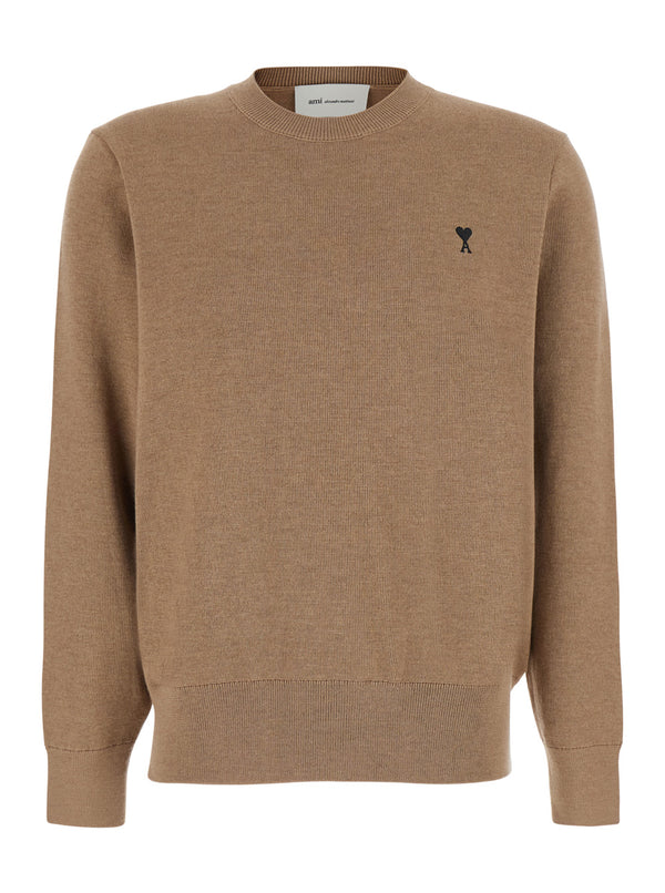 Crewneck Sweater Ami De Coeur Beige Wool And Cashmere Blend Tops
