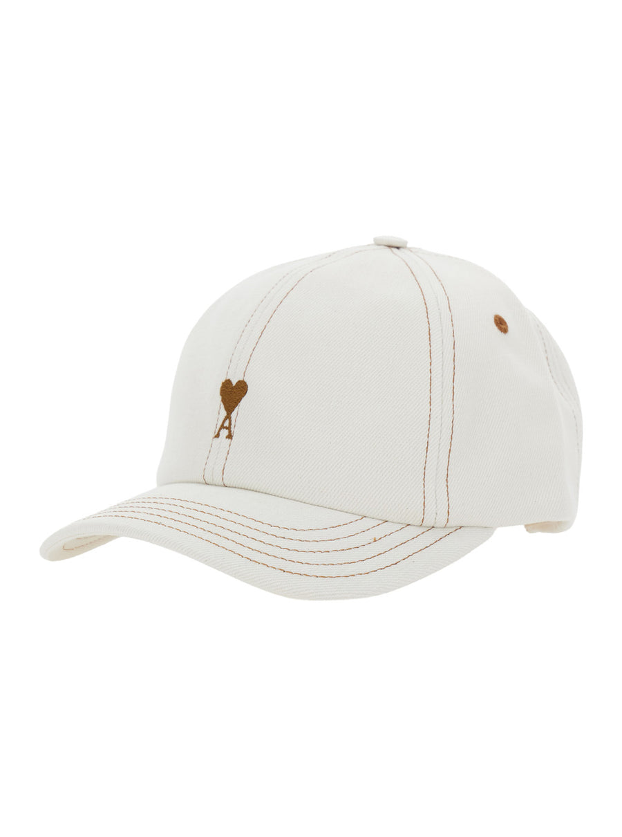 Baseball Cap Heart Logo White Cotton Hat