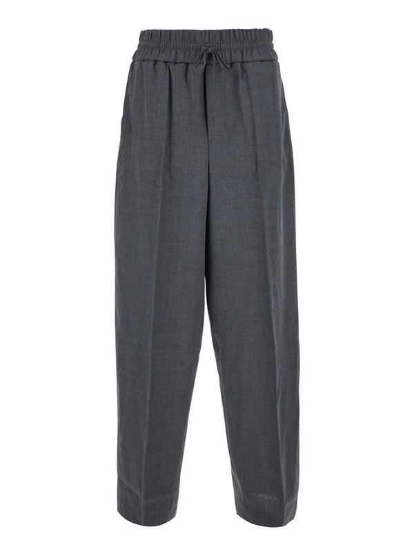 Wide-Leg Wool Trousers Grey