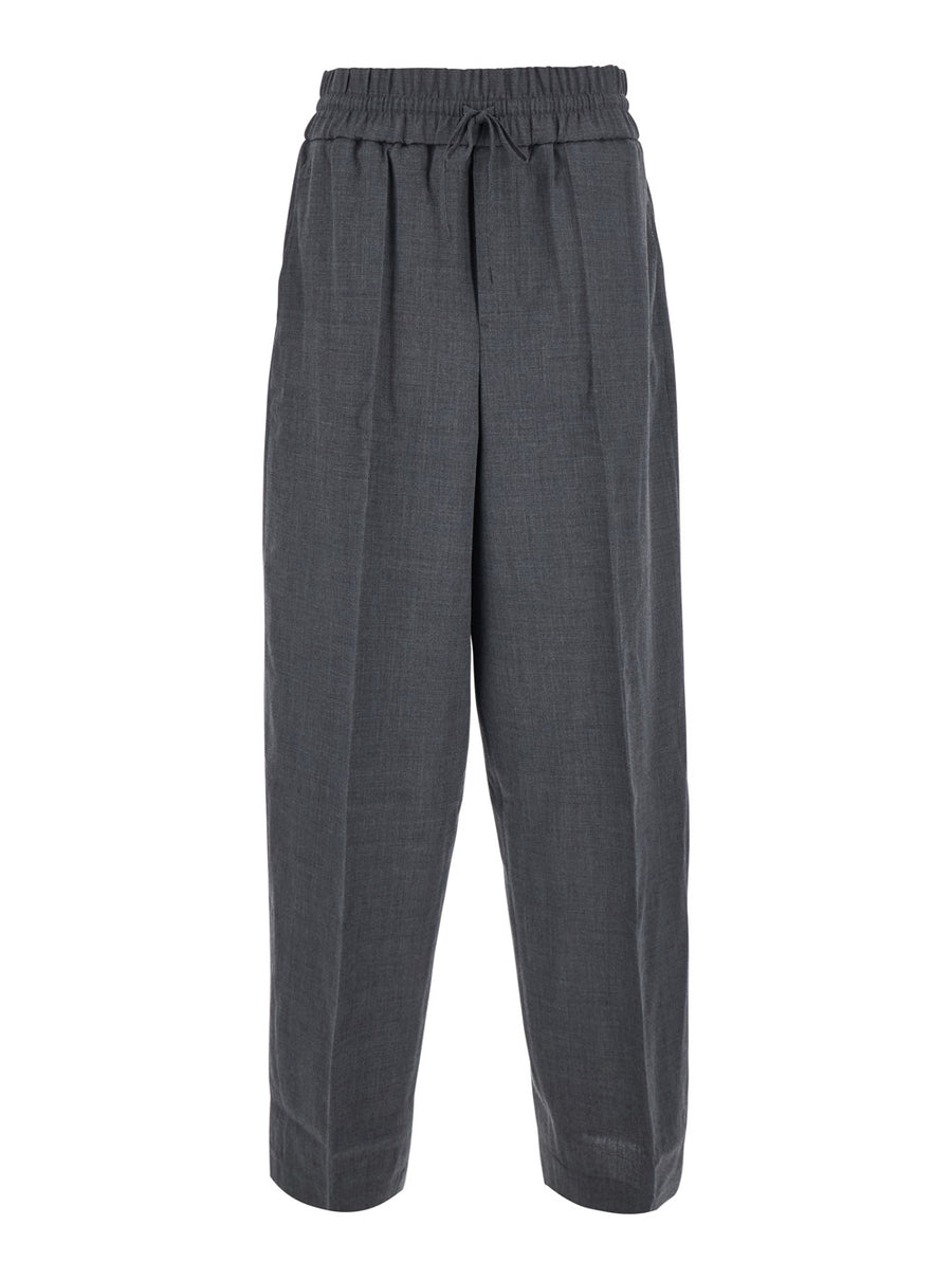 Wide-Leg Wool Trousers Grey