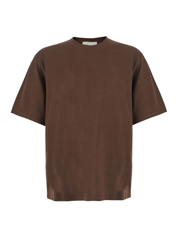Round Neck T-Shirt Brown Cotton T-shirts