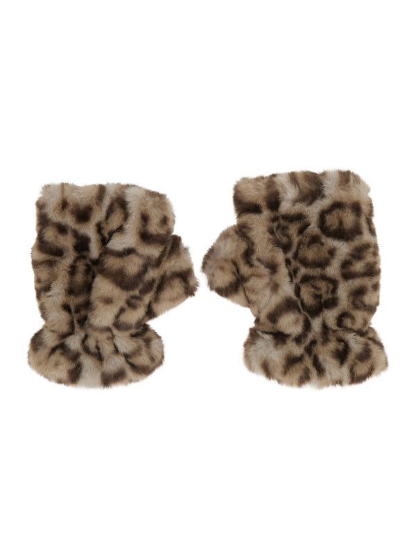 Fingerless Gloves Ariel Leopard Brown Polyester Hat