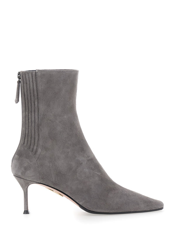 Ankle Boots Grey Suede 6.5 Cm Heel Kid