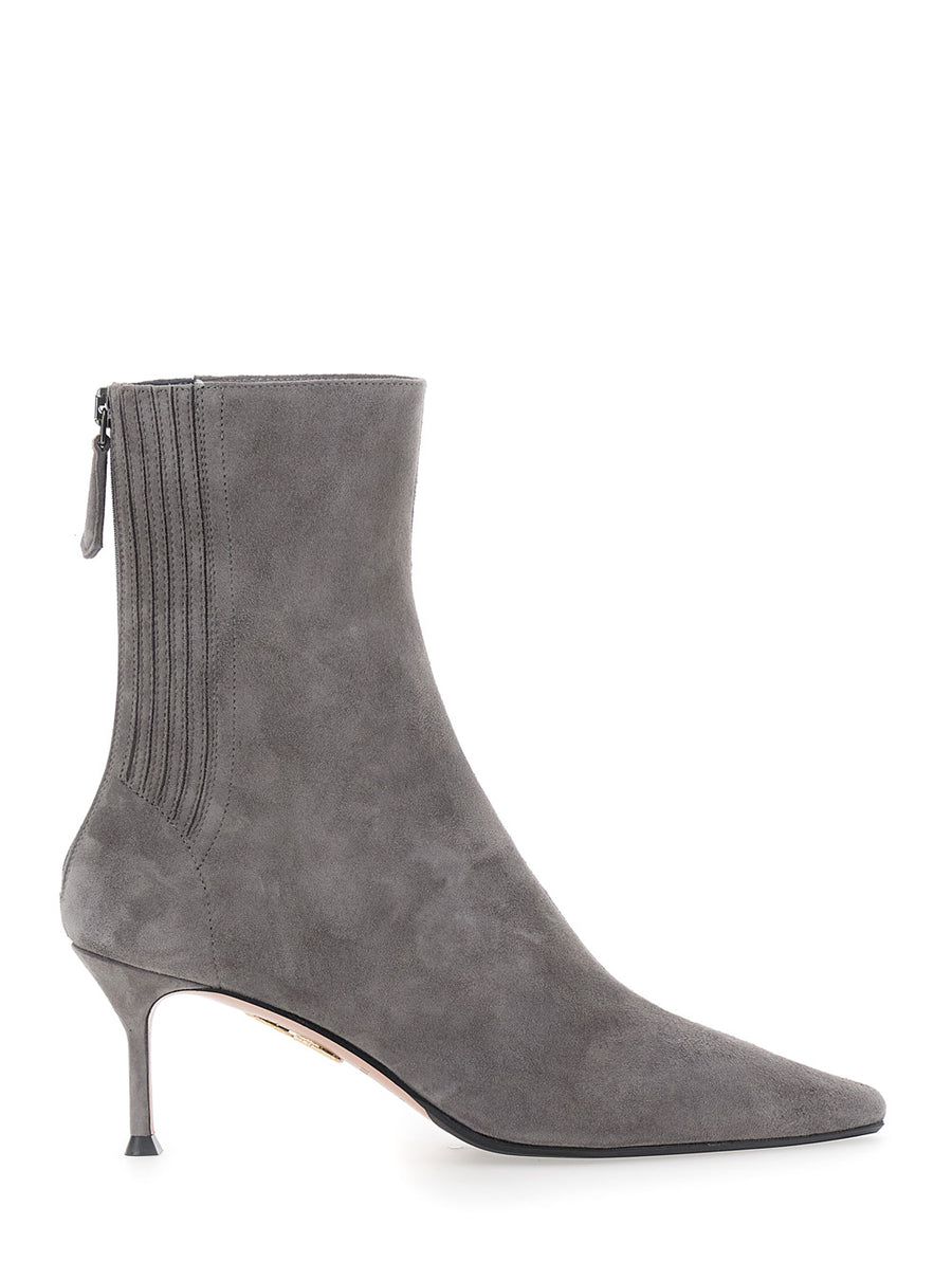 Ankle Boots Grey Suede 6.5 Cm Heel Kid