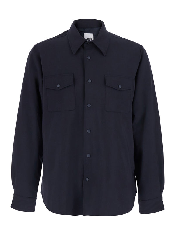 Shirt Blue Wool Blend Polyester