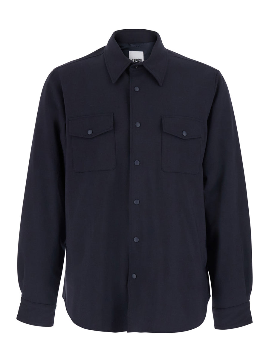 Shirt Blue Wool Blend Polyester
