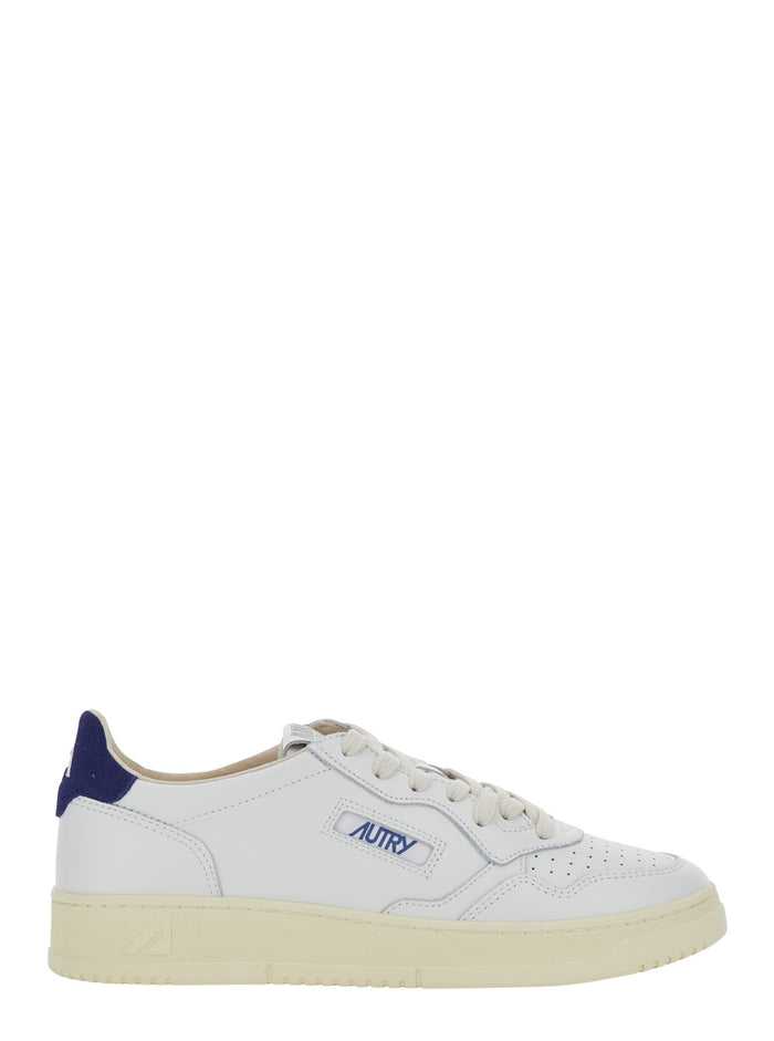 White Sneaker Medalist Low With Blue Leather Details