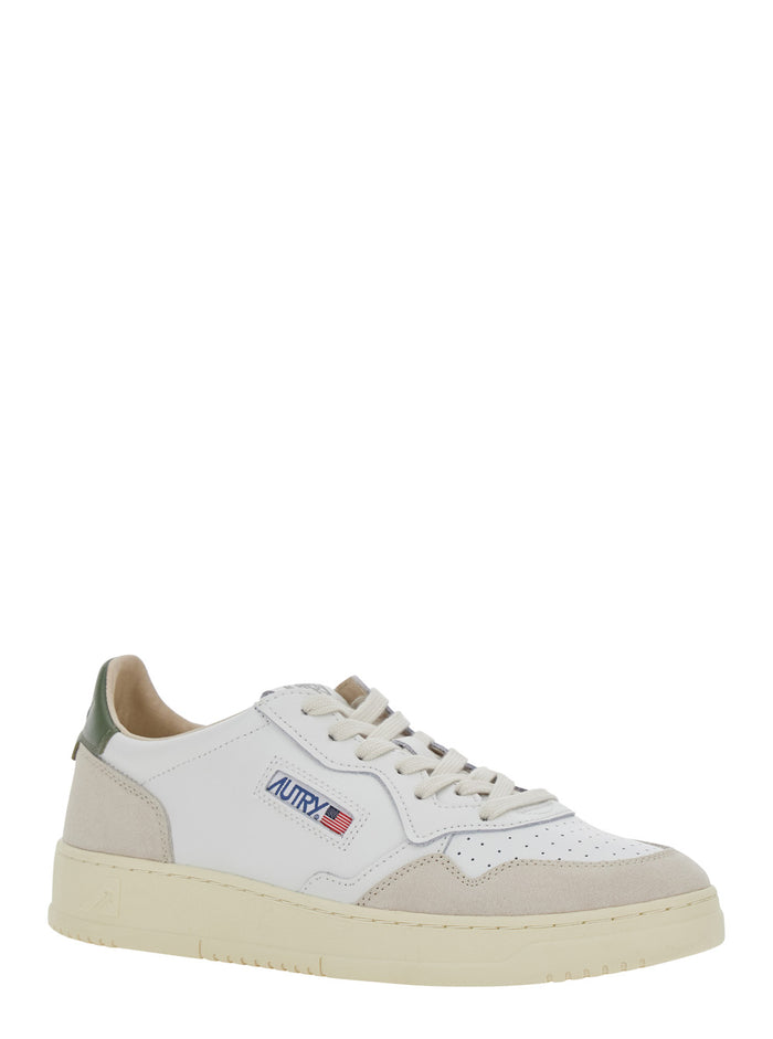 White Sneaker Medalist Low With Bronze And Green Details. Leather. Women
