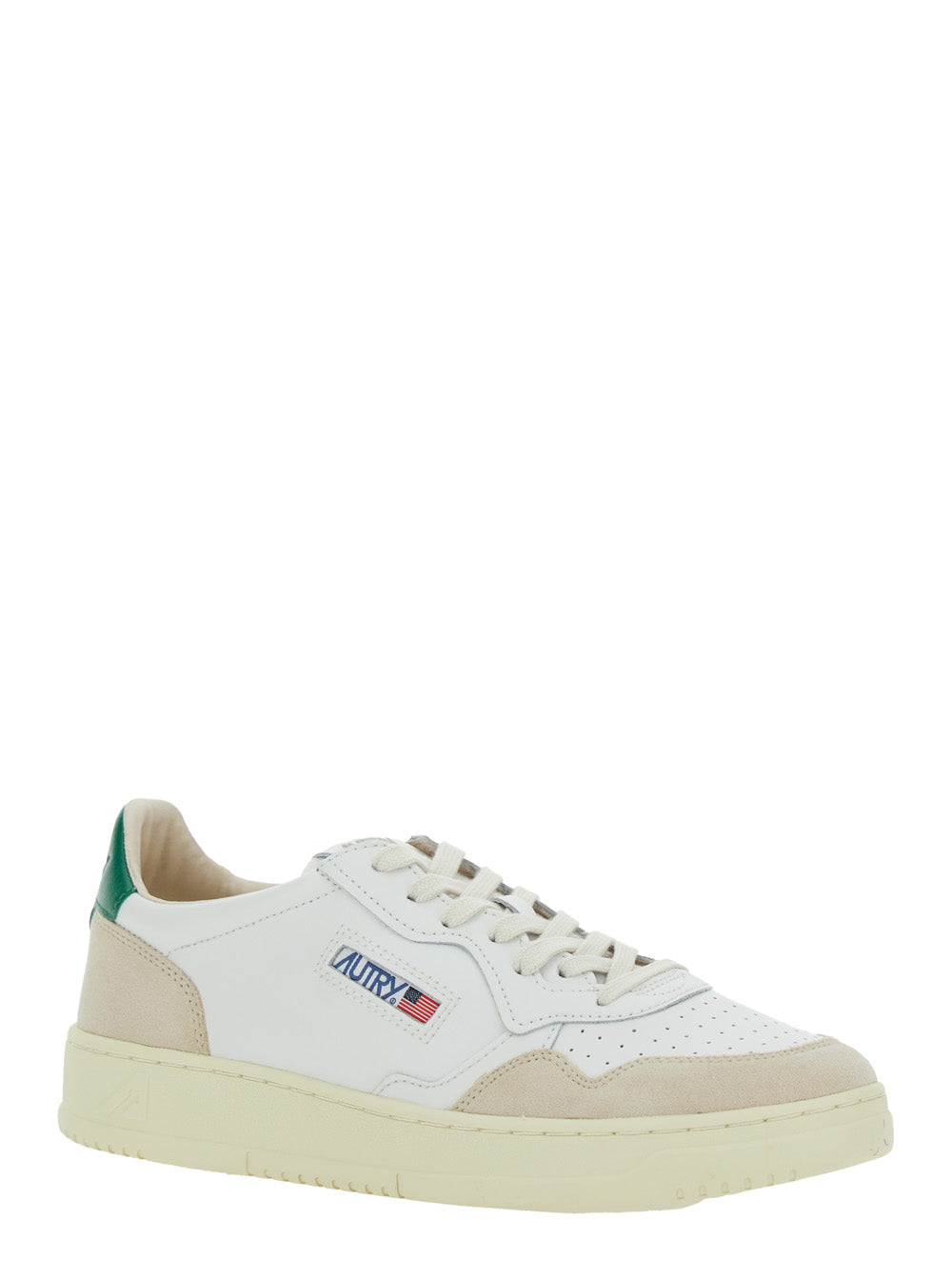 Low Top Sneaker Medalist With Beige Suede Details White Leather Men Cow Nylon
