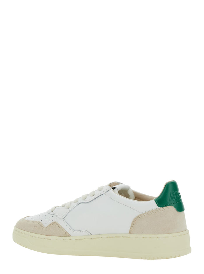 Low Top Sneaker Medalist With Beige Suede Details White Leather Men Cow Nylon