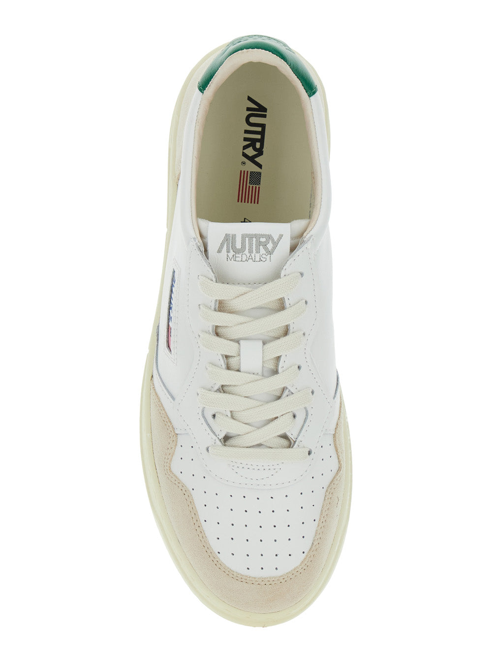 Low Top Sneaker Medalist With Beige Suede Details White Leather Men Cow Nylon