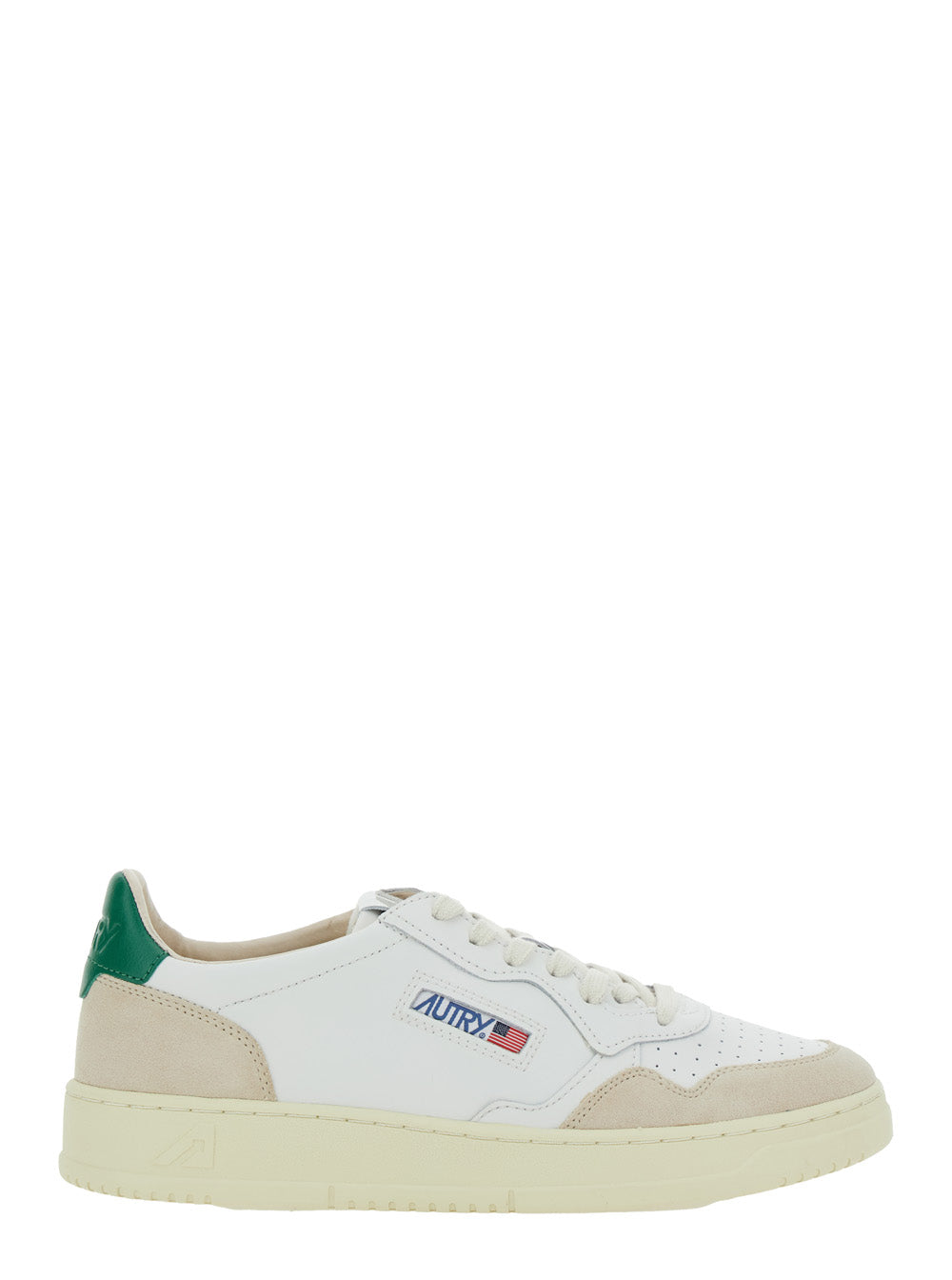 Low Top Sneaker Medalist With Beige Suede Details White Leather Men Cow Nylon