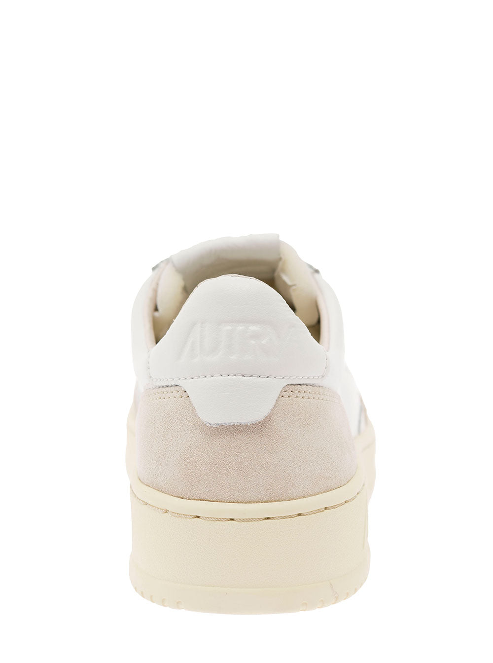 Low Top Sneaker Medalist With Beige Suede Details White Leather Men Cow Nylon