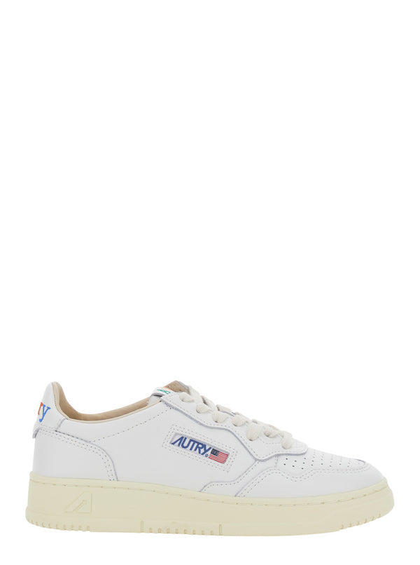 Leather Sneakers With Contrasting Heel White Trainers