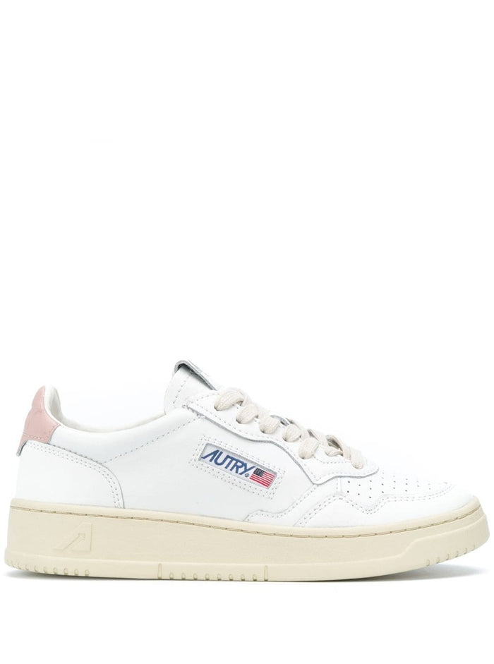 Low Sneakers Medalist With Contrast Heel White Leather For Women Pink Cow