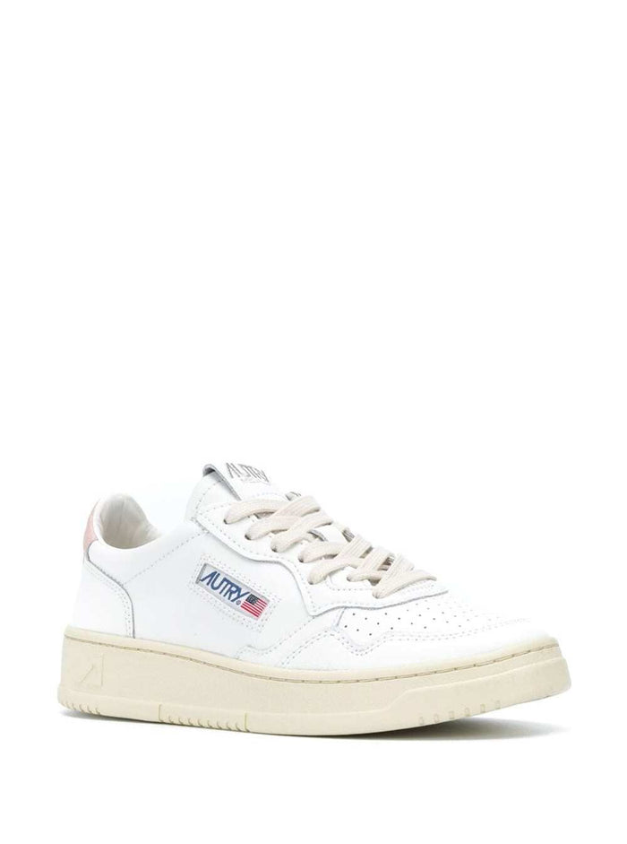 Low Sneakers Medalist With Contrast Heel White Leather For Women Pink Cow