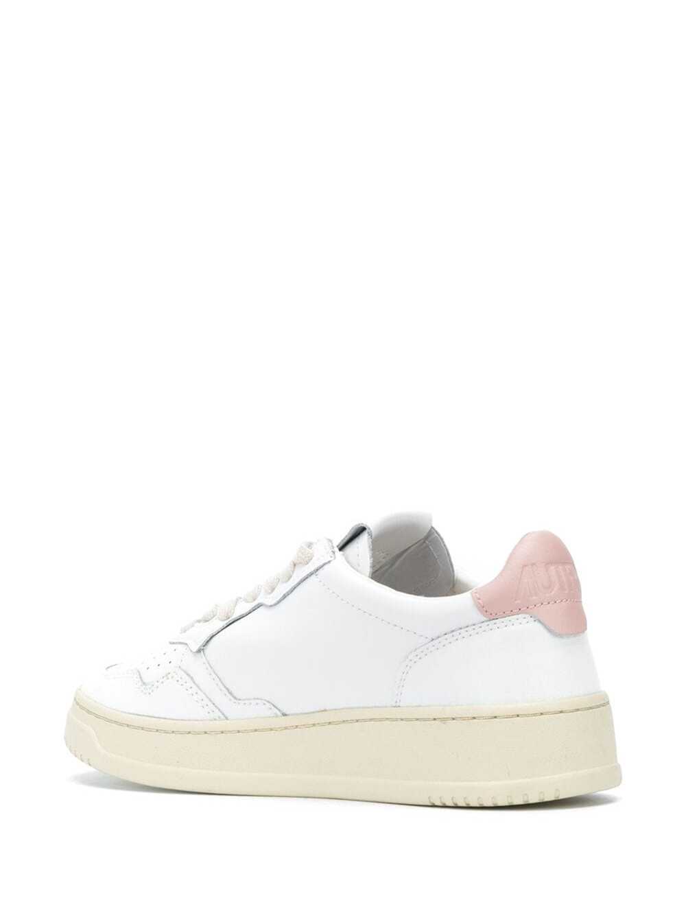 Low Sneakers Medalist With Contrast Heel White Leather For Women Pink Cow