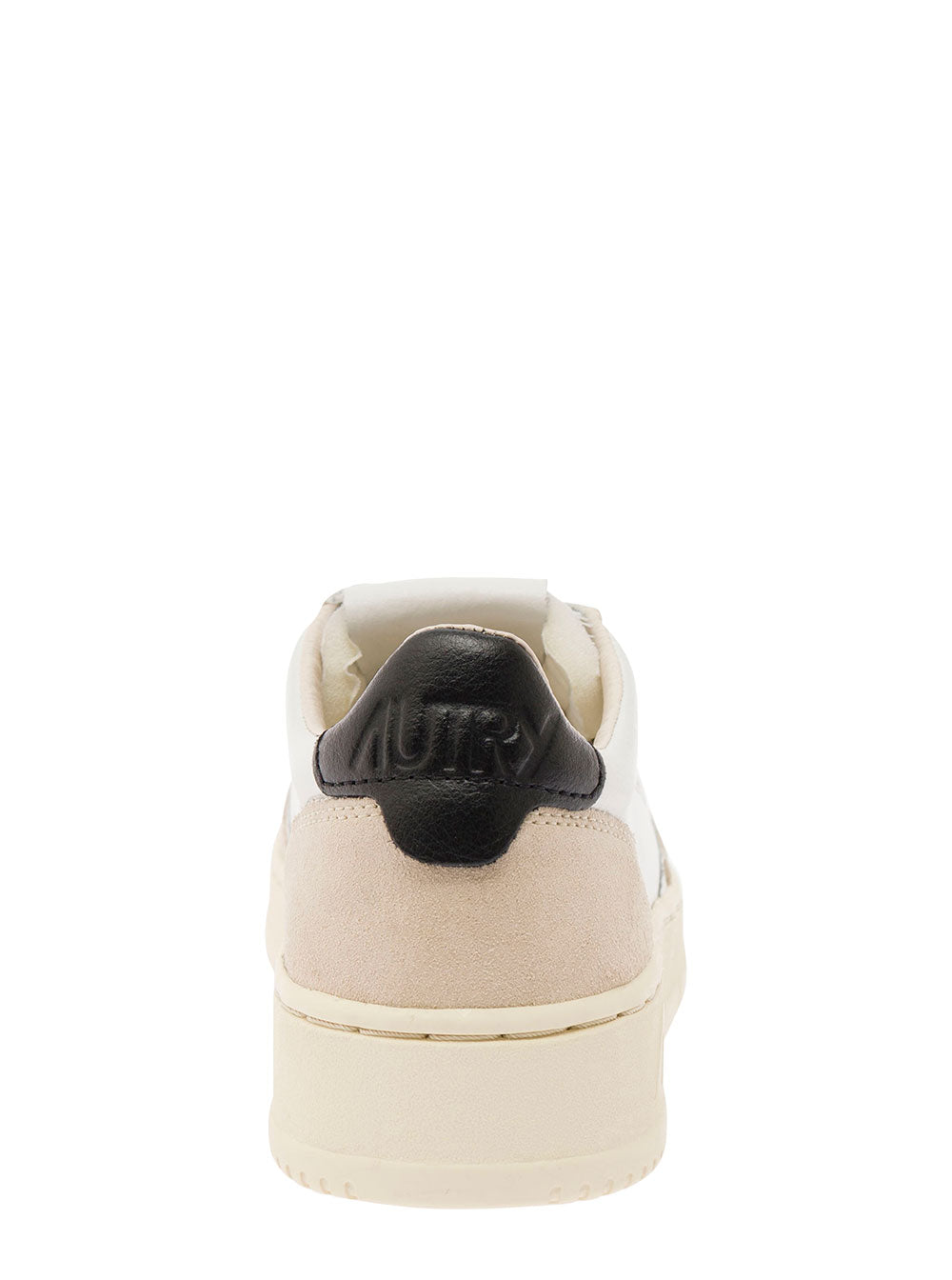Low Top Sneaker Medalist With Beige Suede Details White Leather Women Cow Nylon