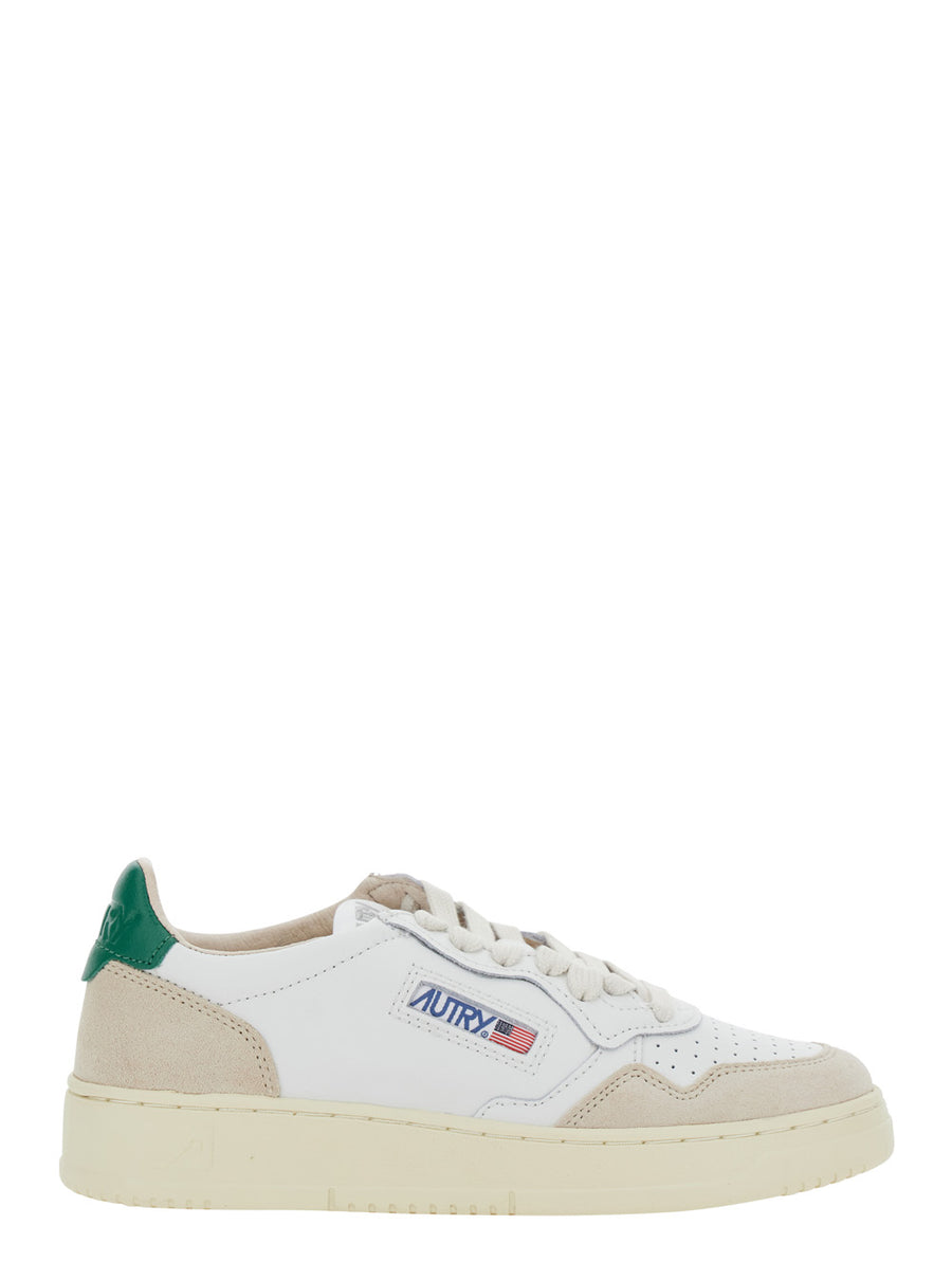Low-Top Sneakers Medalist White Leather Green Suede Cow Trainers
