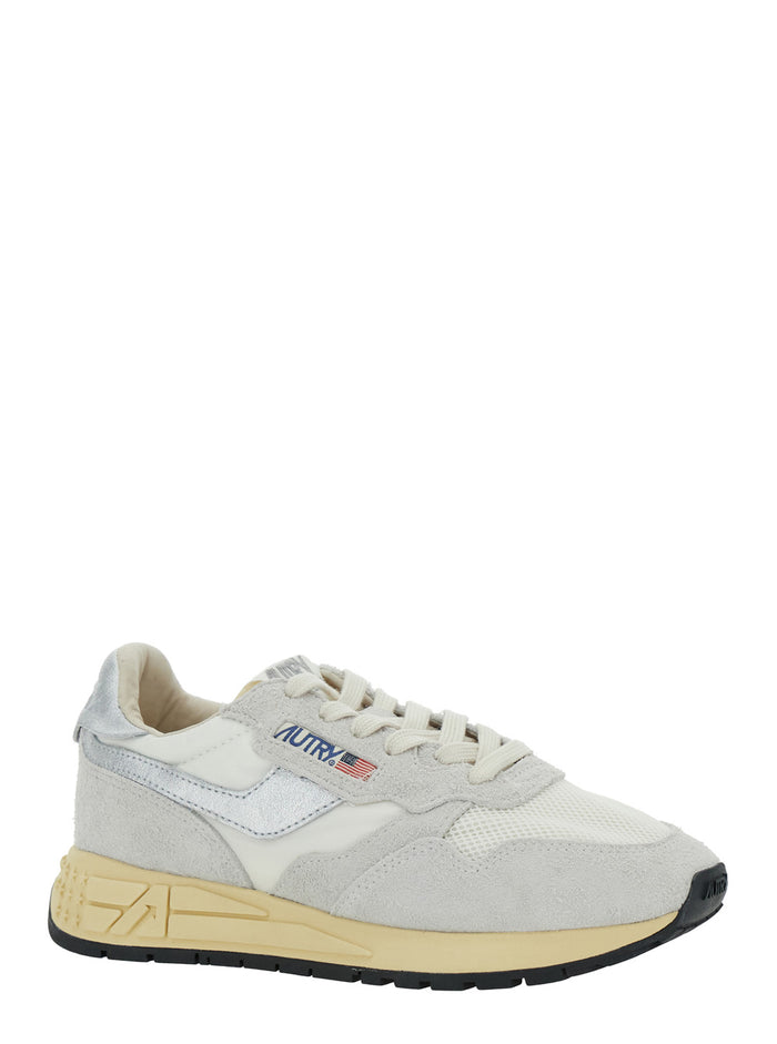 Sneaker Reelwind Low Top With Logo Patch On Tongue And Side Leather Blend Gray Women Grey Nylon Cow Mesh