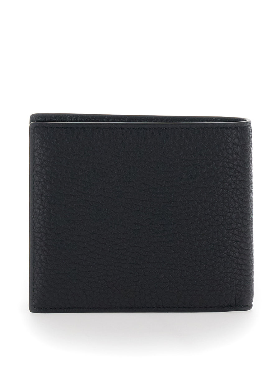 Bifold Wallet Black Leather Calfskin