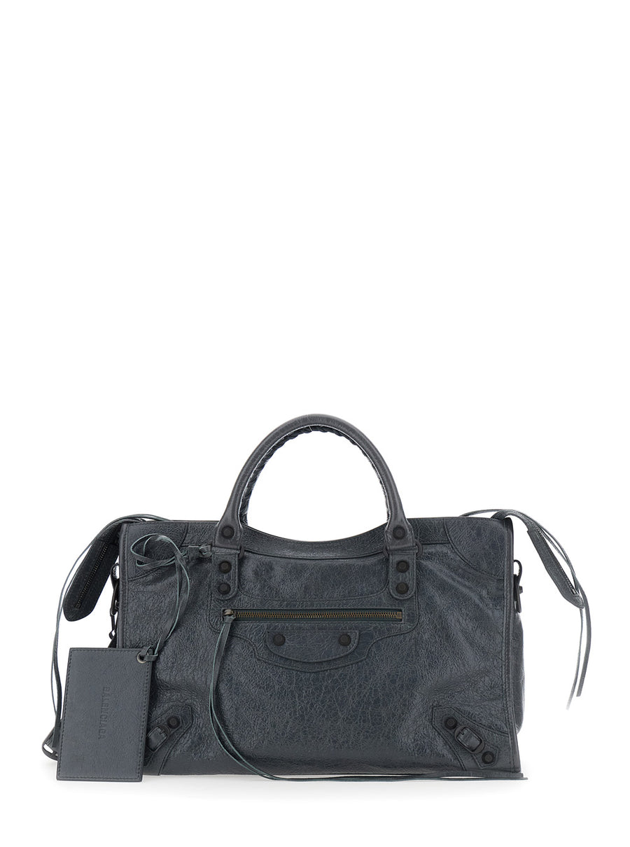 Handbag Le City Bag Medium Grey Leather Handbags
