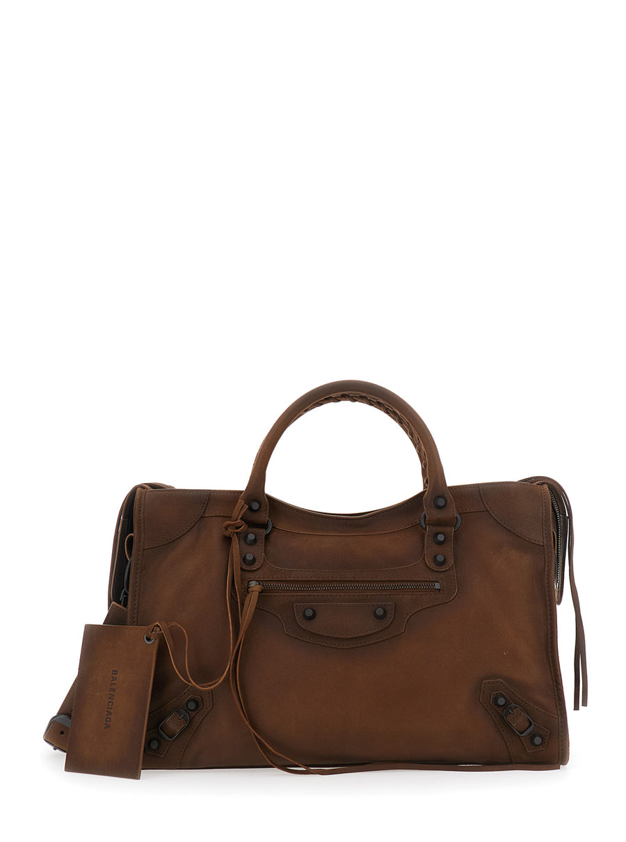 Handbag Le City Brown Aged Leather Handbags