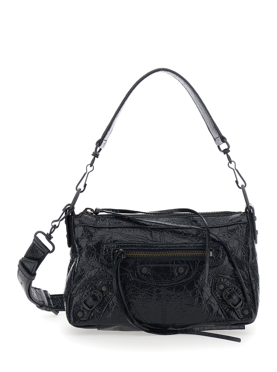 Mini Shoulder Bag Le City Moto Black Leather