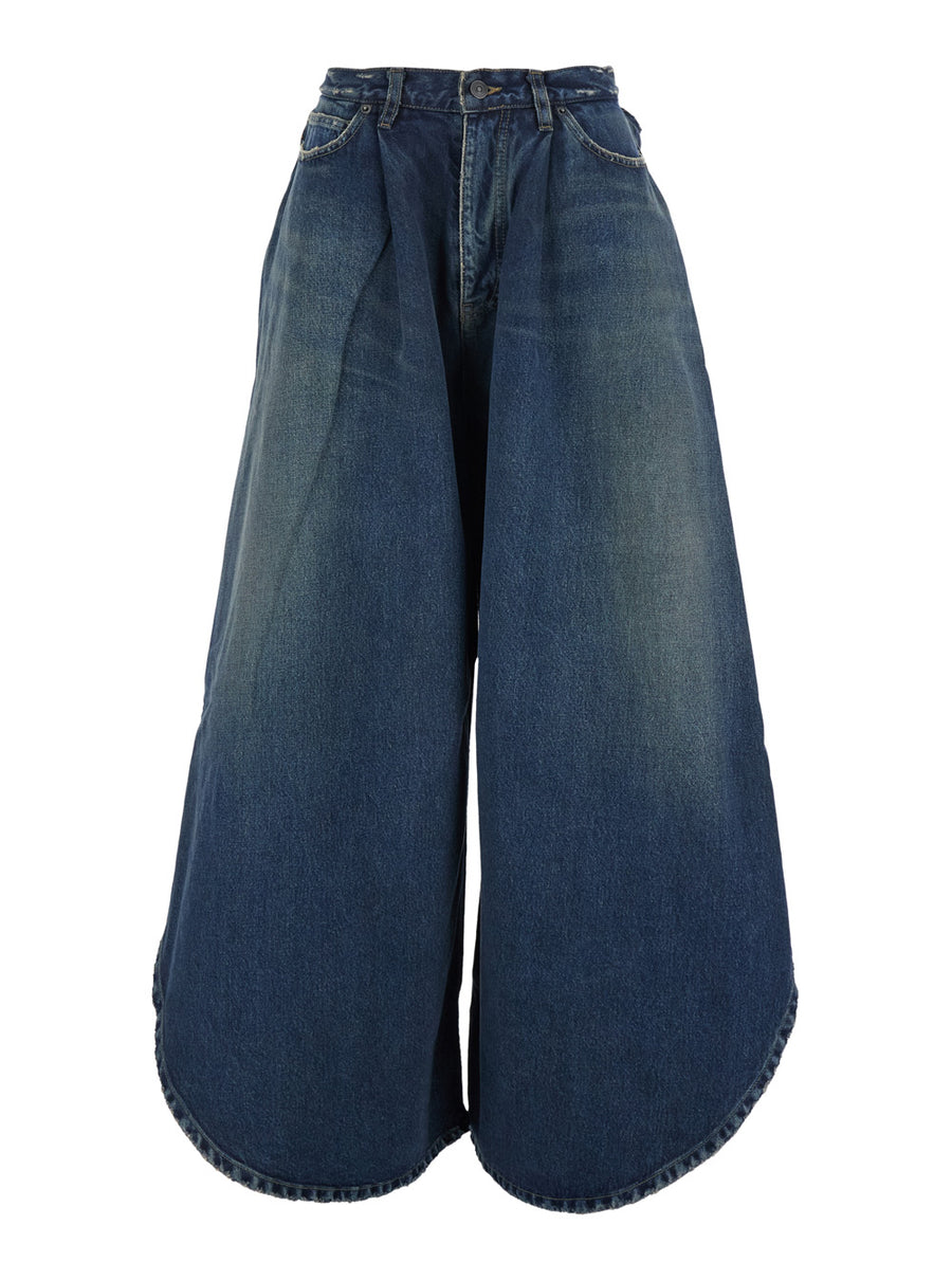 Jeans Asymmetrical Panel Denim Blue