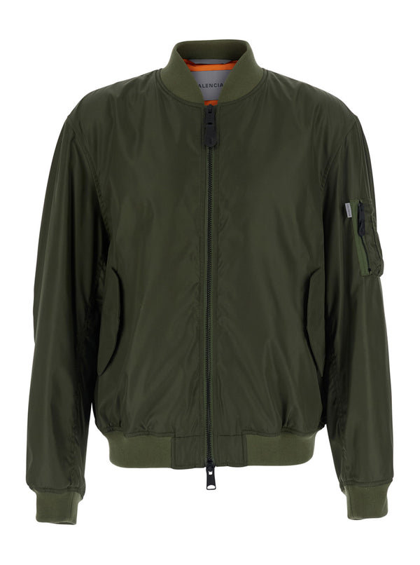 Bomber Jacket Green Tech Fabric Coat