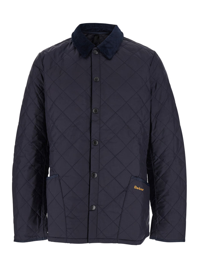 Jacket Heritage Liddesdale With Classic Ribbed Collar And Logo Lettering On The Front Tech Fabric Blue Men Blu Polyamide