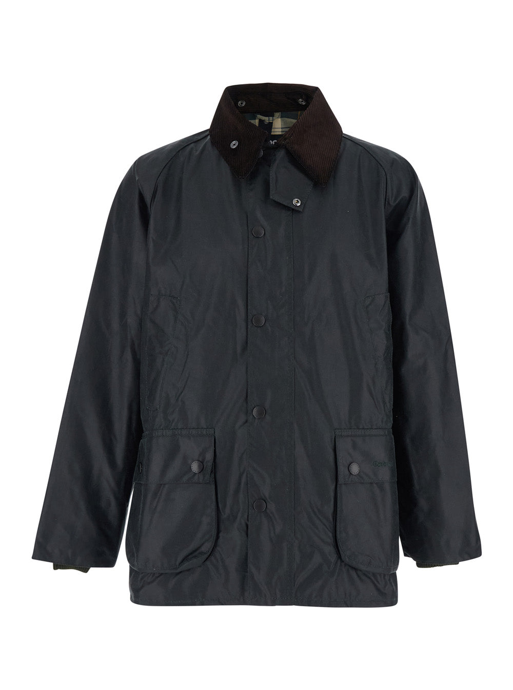 Jacket Bedale With Contrast Velvet Collar Green Waxed Cotton For Men
