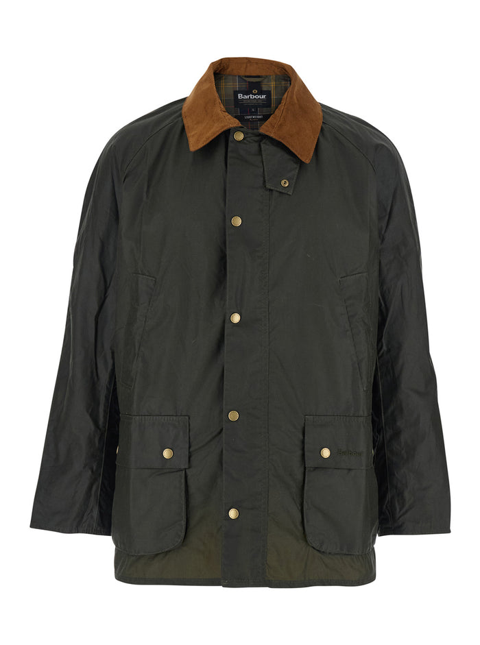 Jacket Ashby With Contrast Classic Collar Waxed Cotton Green Men
