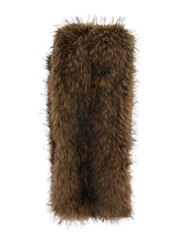 Scarf Ecoleather Fur Brown