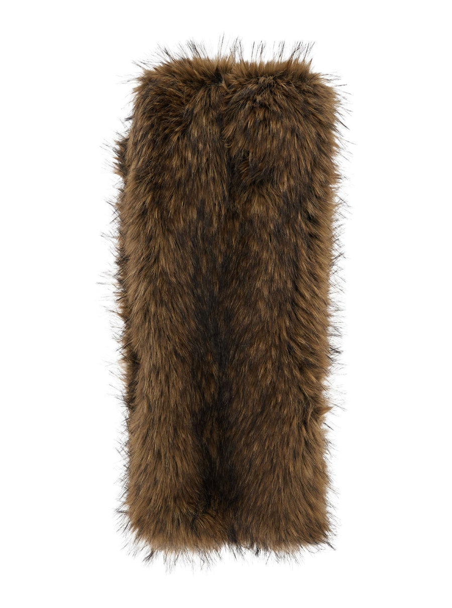 Scarf Ecoleather Fur Brown