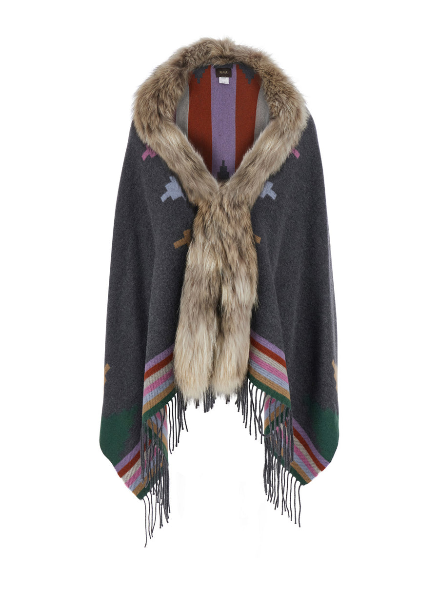 Shawl Navajo Grey Eco-Fur Coat