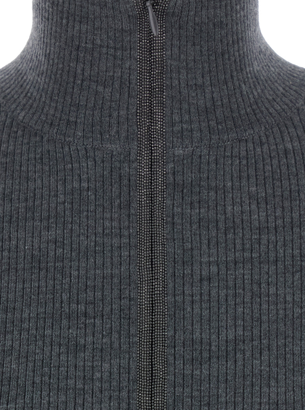 Wool Cashmere Zip Pull Grey Jersey