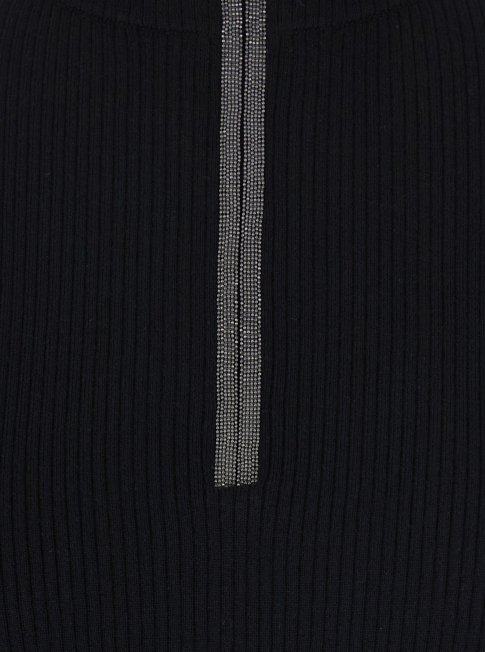 Black Turtleneck Sweater With Front Zip Closure And Monil Detail Wool Cashmere For Women Jersey