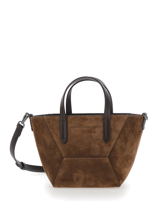 Mini Bag Duo Brown Suede Leather