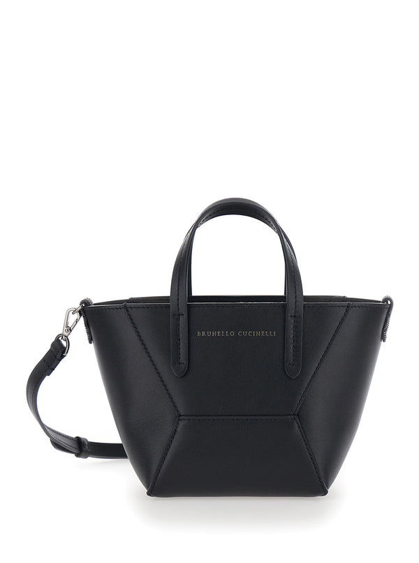 Mini Leather Bag Duo Black