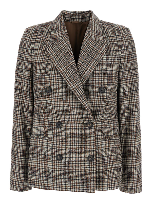 Double-Breasted Wool Jacket Beige Blazers