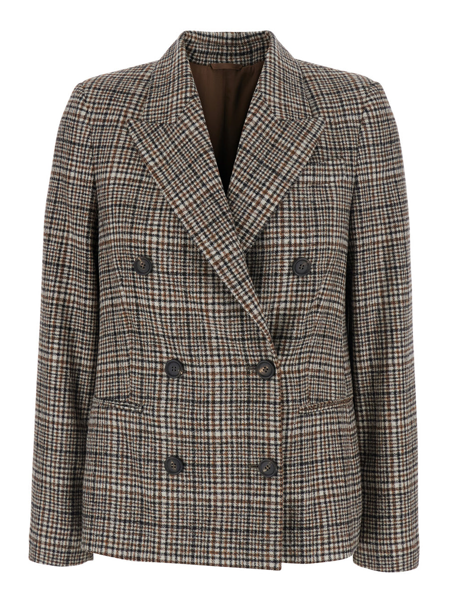 Double-Breasted Wool Jacket Beige Blazers