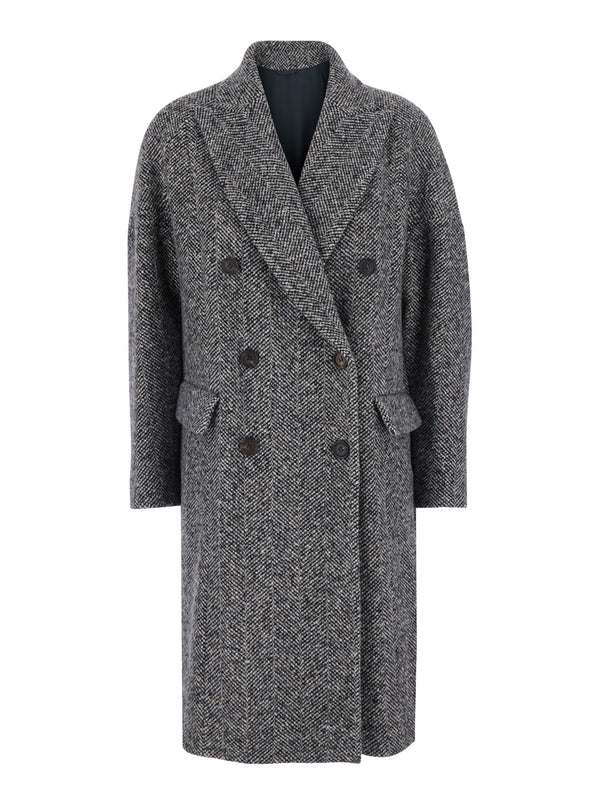 Double-Breasted Coat Grey Wool Virgin