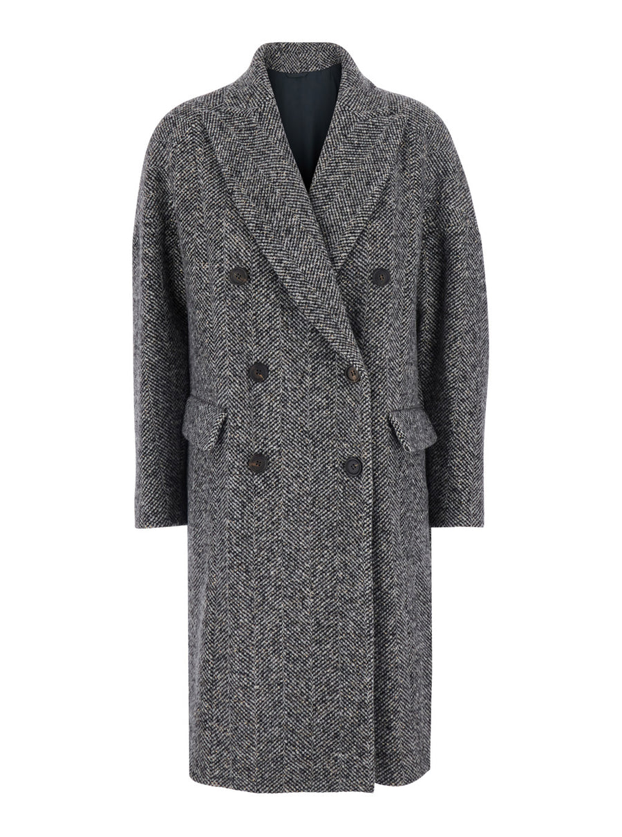 Double-Breasted Coat Grey Wool Virgin