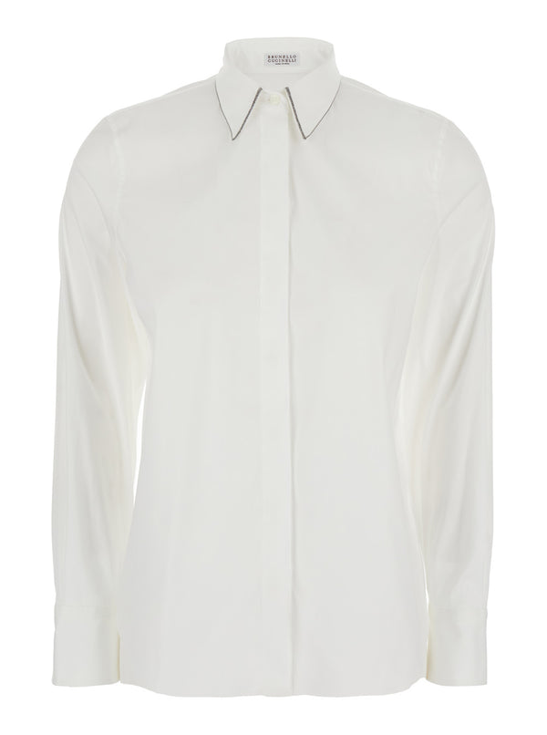 Shirt Pointed Collar White Blouses