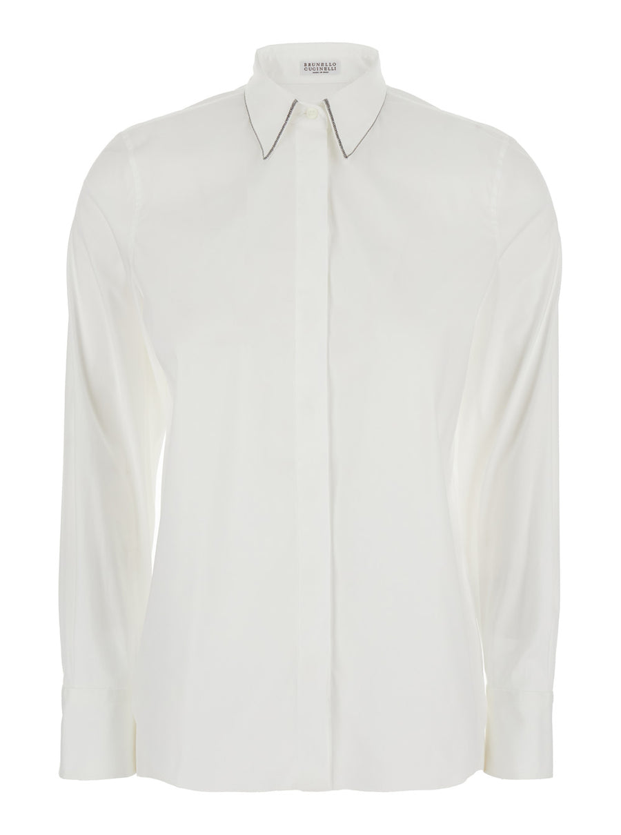 Shirt Pointed Collar White Blouses