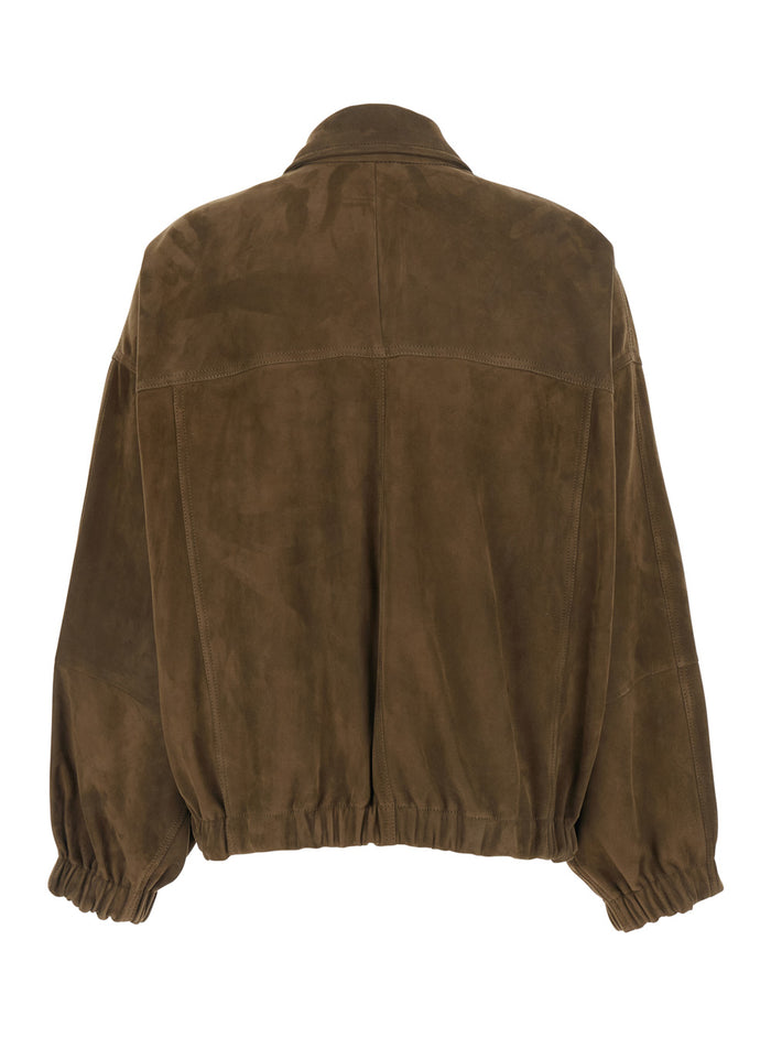 Suede Bomber Jacjet Brown Outerwear
