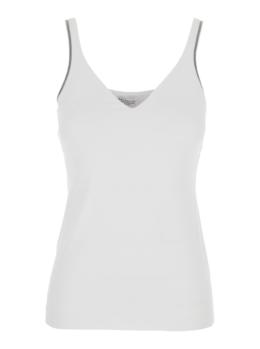 Tank Top V-Neck Cotton White