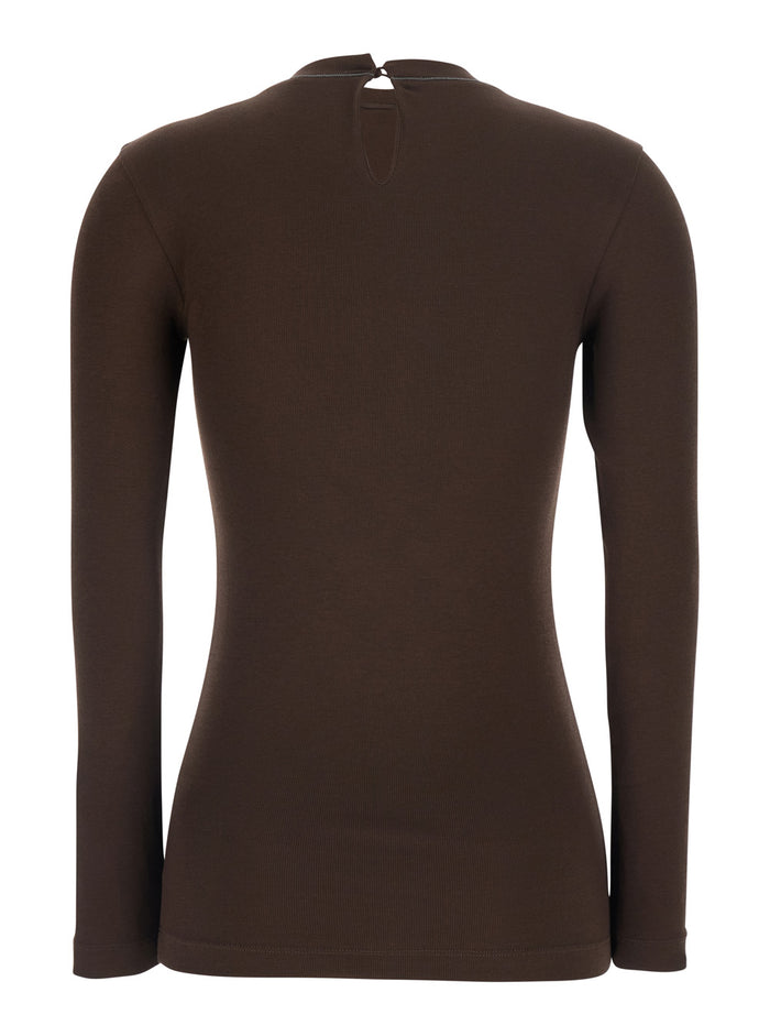 Long Sleeves T-Shirt Brown Tshirts And Polo Shirts