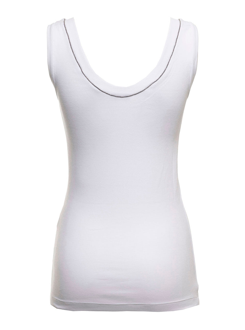 White Top With Round Neckline And Monile Details Cotton For Women Tops